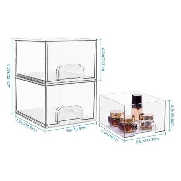 Stackable Makeup Storage Drawers, 4 Pack Acrylic Bathroom Organizers - Picture 5 of 7